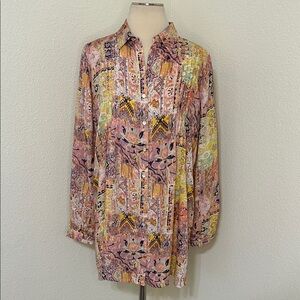 NWOT Jane + Delancey Colorful Patterned Button-Up Blouse S Small